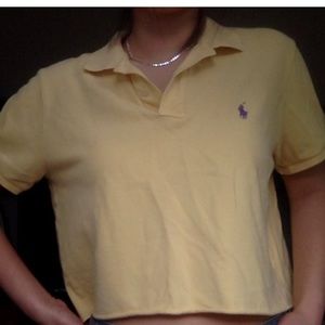 yellow polo crop tee